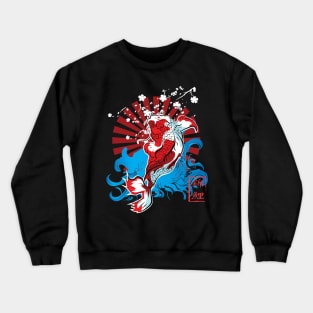 Black Red Illustrated Japanese Fish Crewneck Sweatshirt